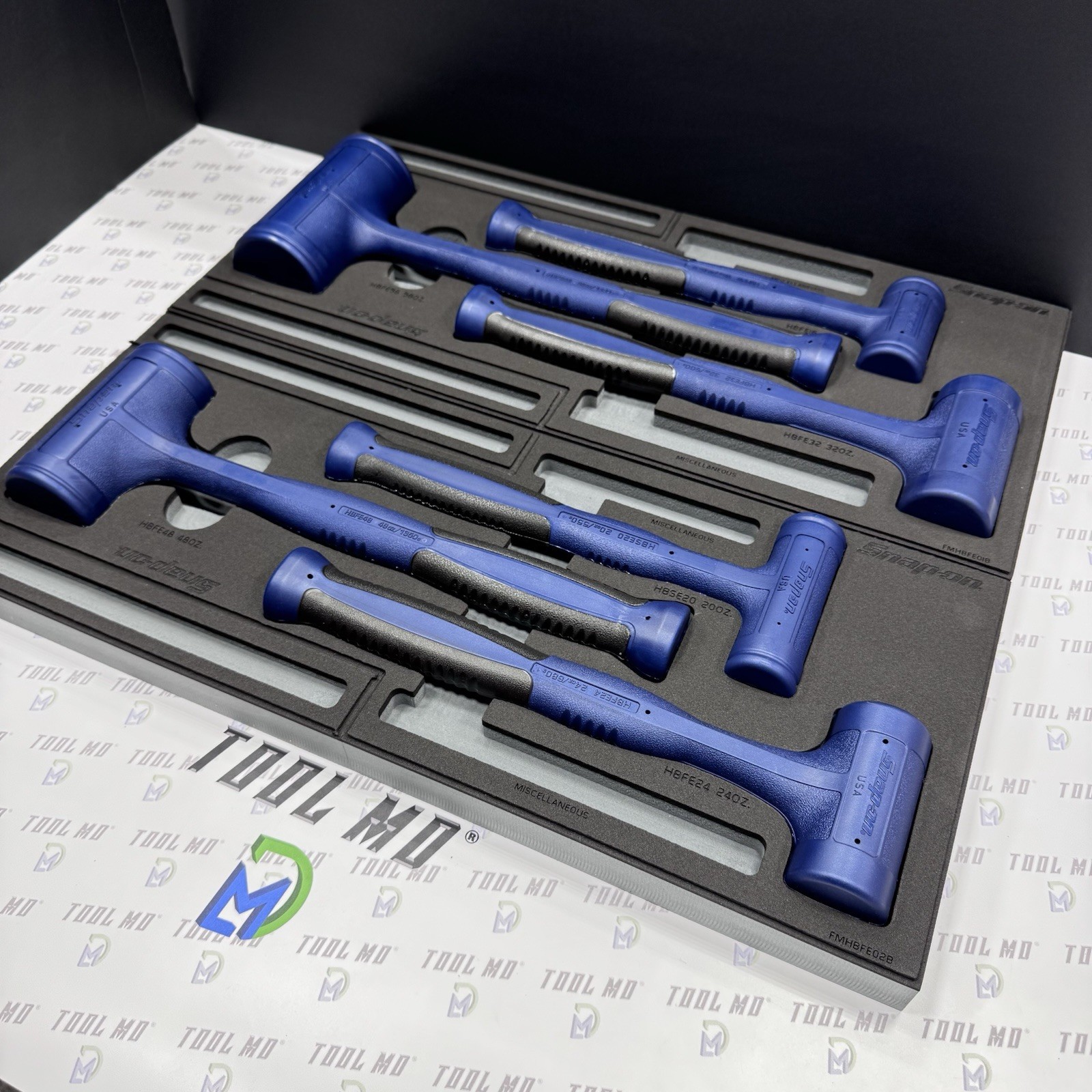 Snap-on Tools NEW 6pc POWER BLUE Dead Blow Hammer Set w/ PRO-FI Foam HBFE6FMB