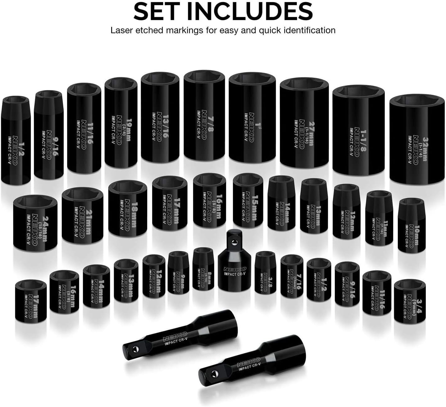 02443A 38pc Impact Socket Set SAE/Metric