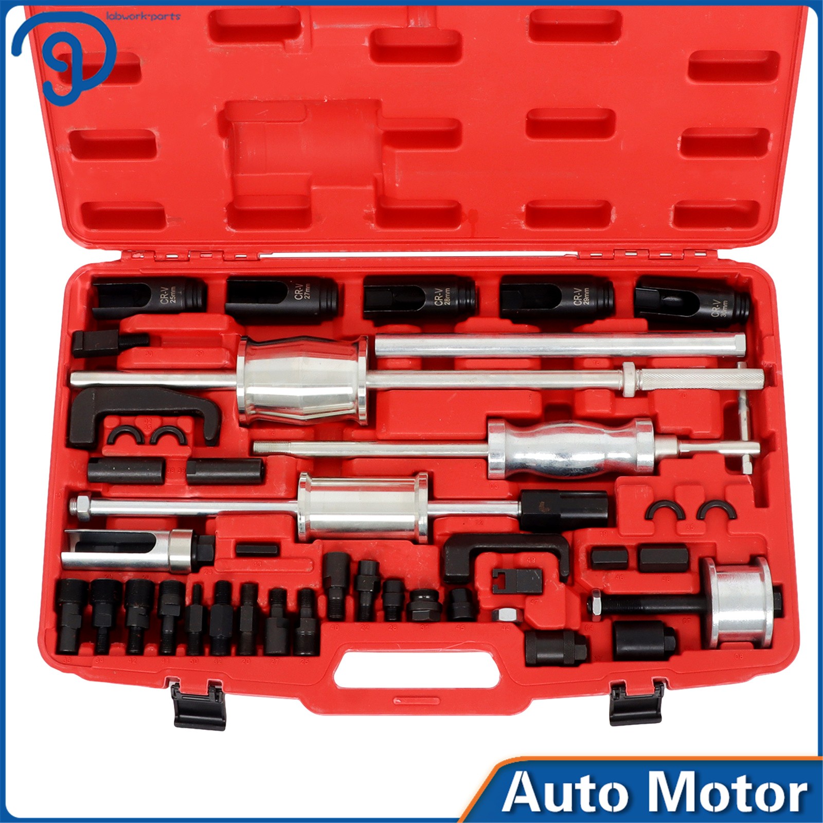 40 Pcs Diesel Injector Remover Slide Hammer Puller Extractor Kit Complete Tool