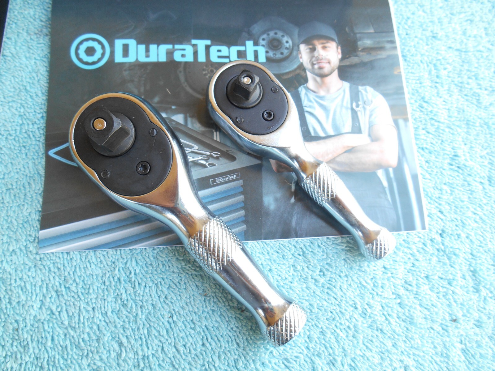 DURATECH 4PC Stubby Ratchet Set 1/4» and 3/8»Ratchets with 2 Extension Bars