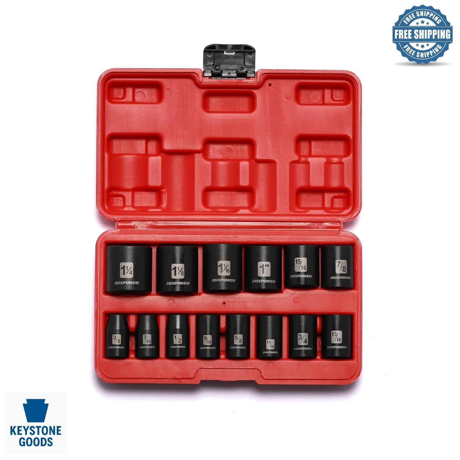 14-Piece SAE Shallow Impact Socket Set, Chrome Vanadium Steel