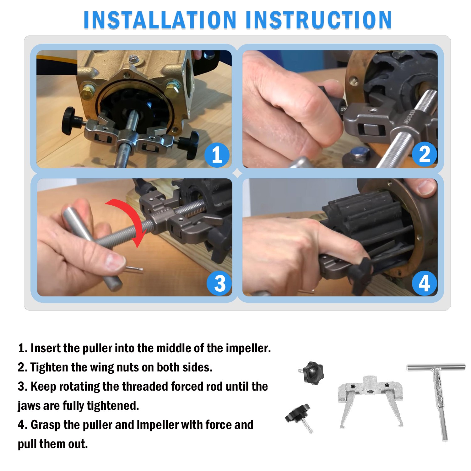 660040-1 Impeller Puller Removal for Jabsco Pump Impellers 2-1/4″ to 2-9/16″