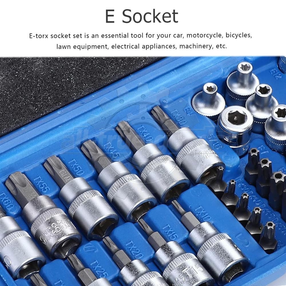 34Pcs Drive Male Female Torx Star Bit Socket E-socket Set Handheld Tool Case US