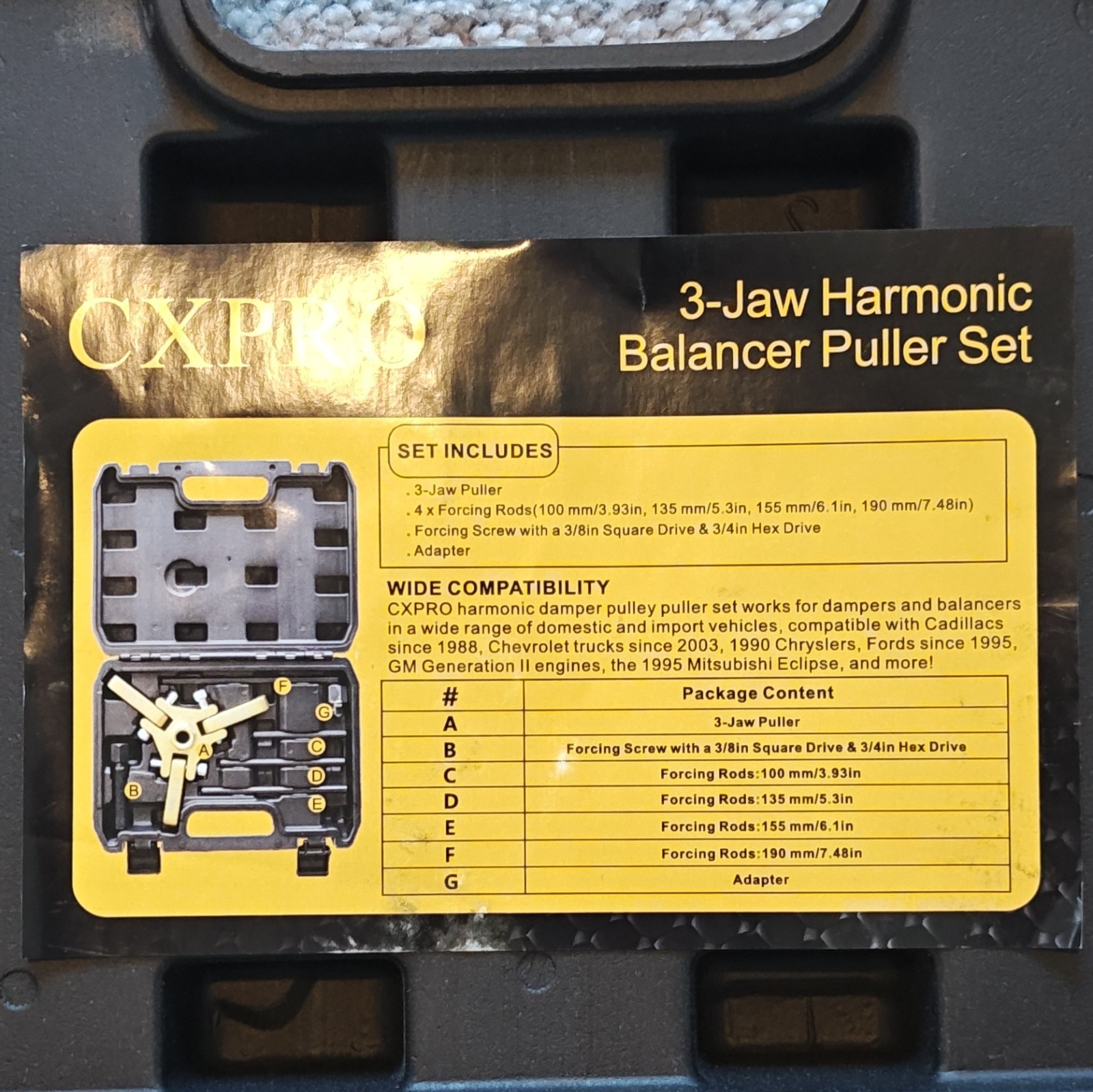 CXPRO 3-Jaw Harmonic Balancer Puller Set (New – Open Box)