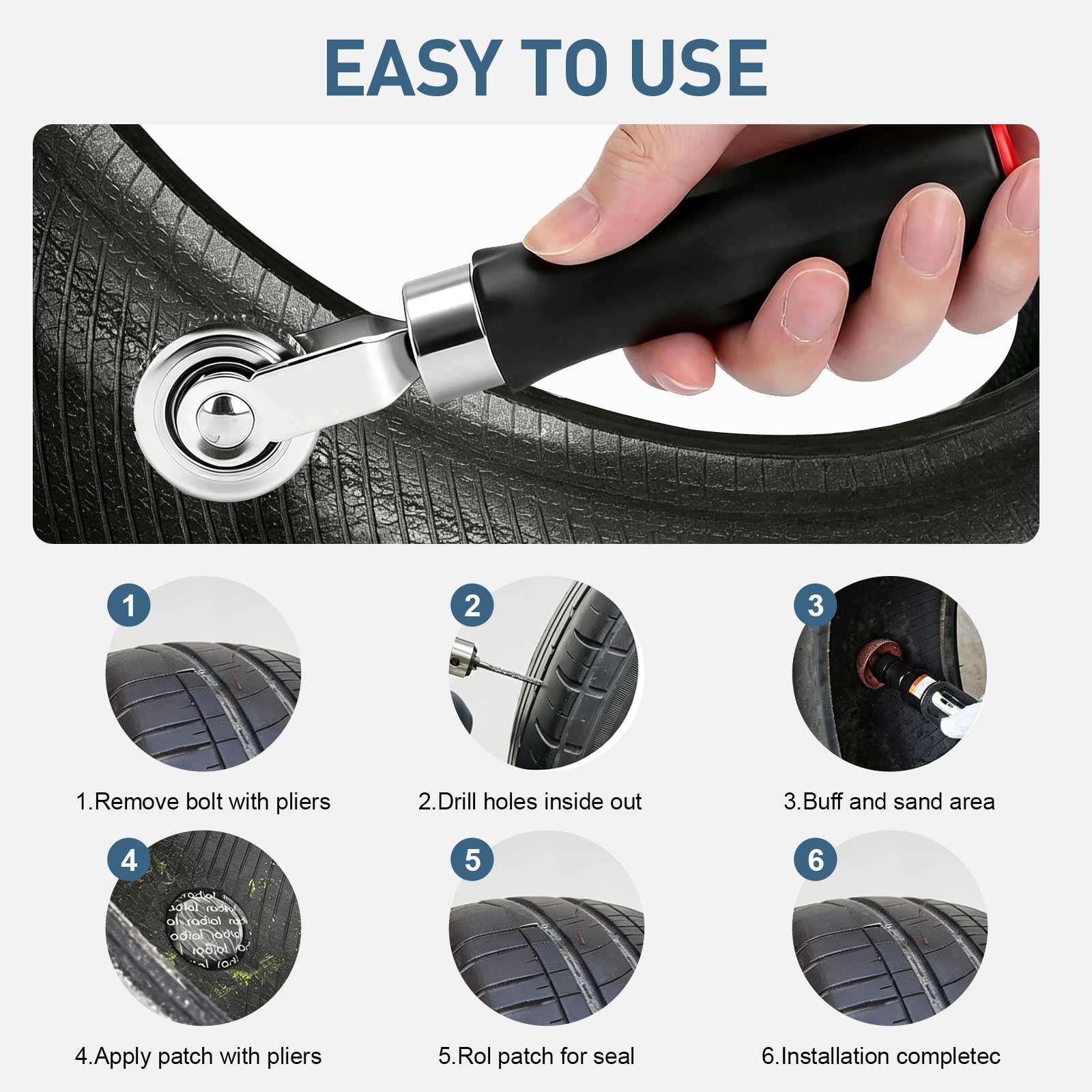 2 PCS Sound Deadening Roller Kit 6mm 40mm Steel Seam Rolling for Car Tire Repair