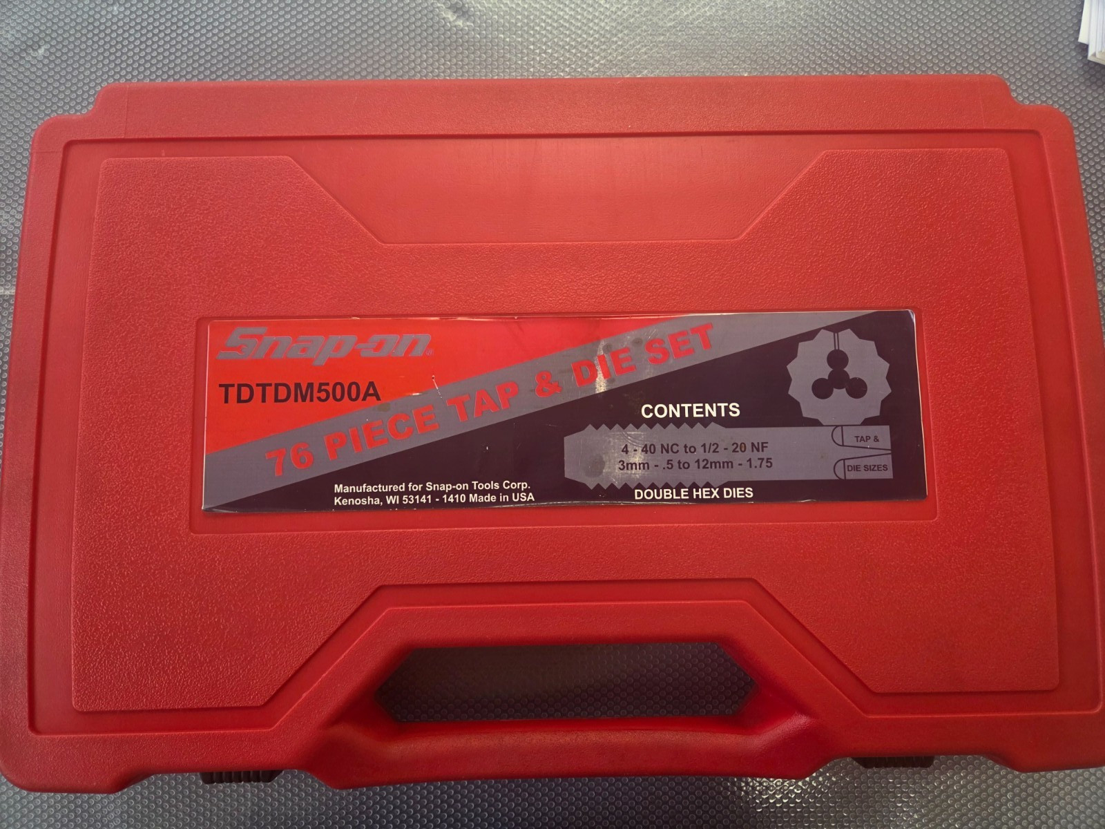 Snap-On 76 pc. Tap & Die Set Metric TDTDM500A