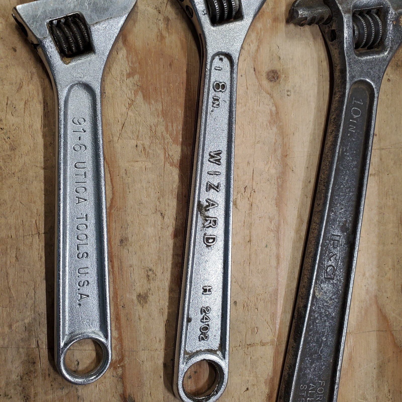 Adjustable Wrench Lot of 3, 10″ to 6″Proto, Wizard, Utica USA tools