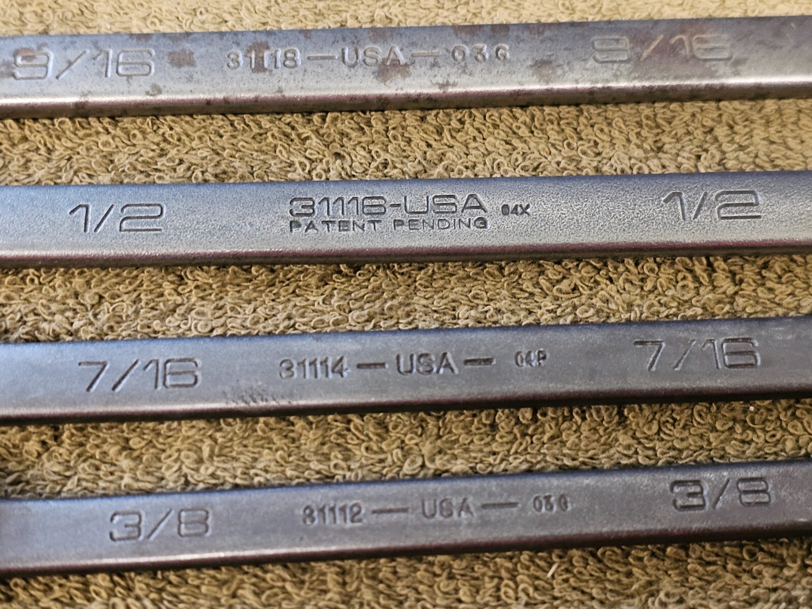Wright Grip Combination Wrench Set Sae 1″ 7/8 5/8 9/16 1/2 3/8″ 31132 Black Tool