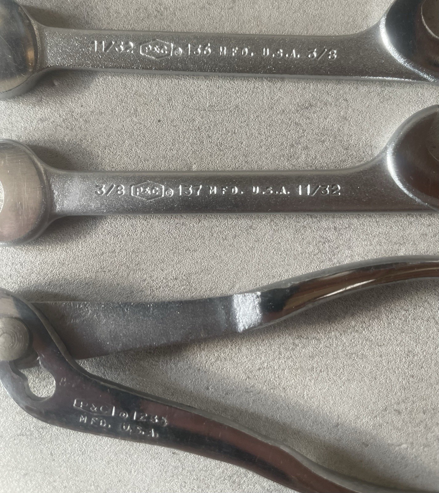 Vintage P&C 140D Midget Open End Wrench Set 130-137 USA w/ Pliers