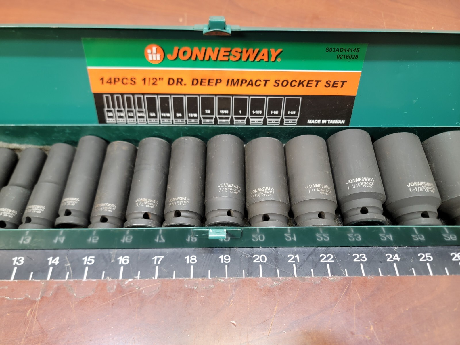 Jonnesway S03AD4414S 14pc 1/2″ Dr. Deep Impact Socket Set