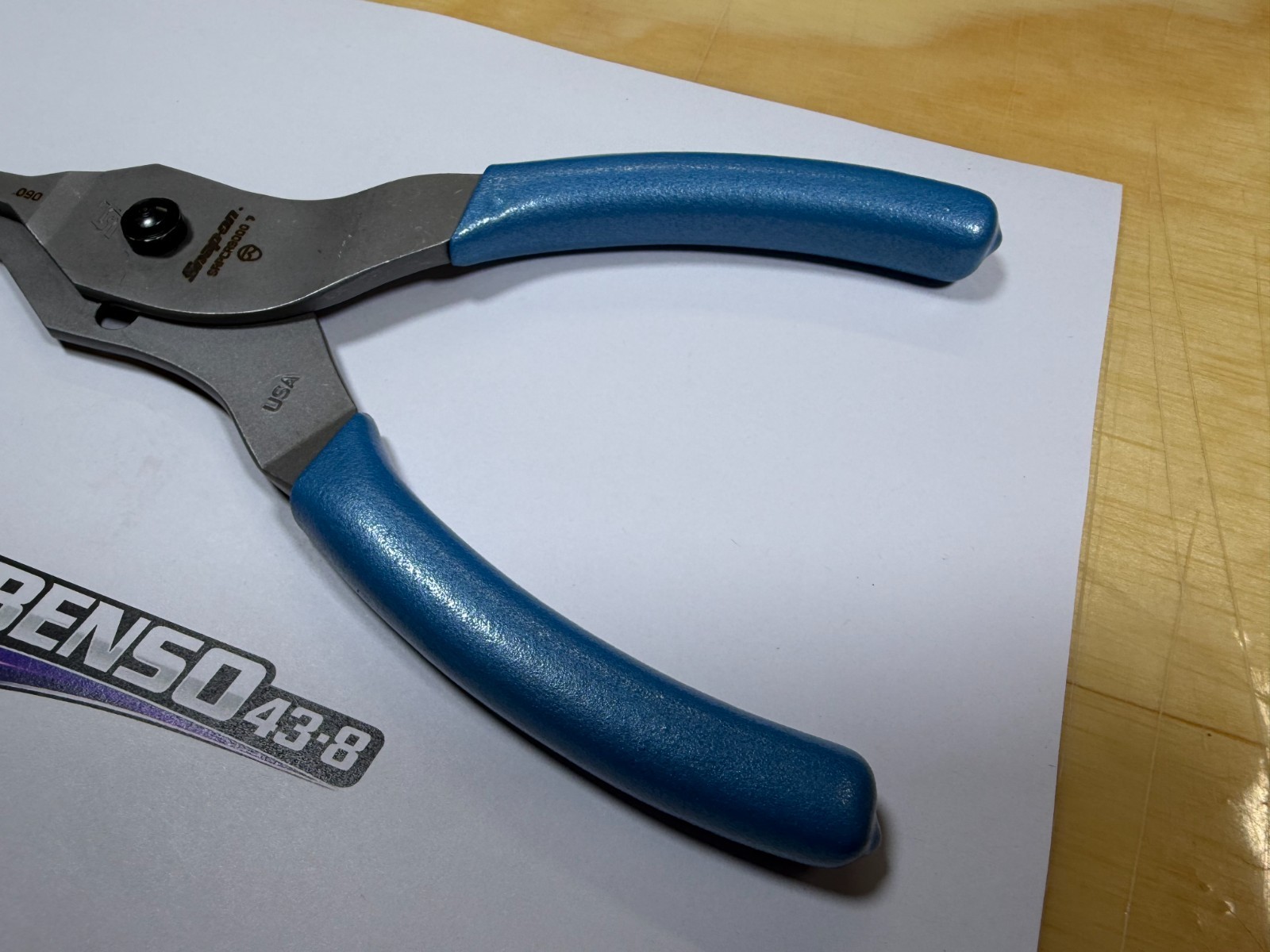 Snap-on Tools USA NEW PEARL BLUE Straight Tip .090 Snap Ring Pliers SRPCR9000PB