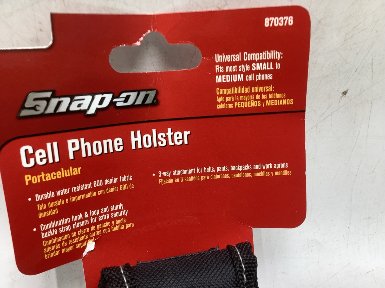 Snap on tools BLACK New cell phone holder vertical + inside pocket NEW !!!!!