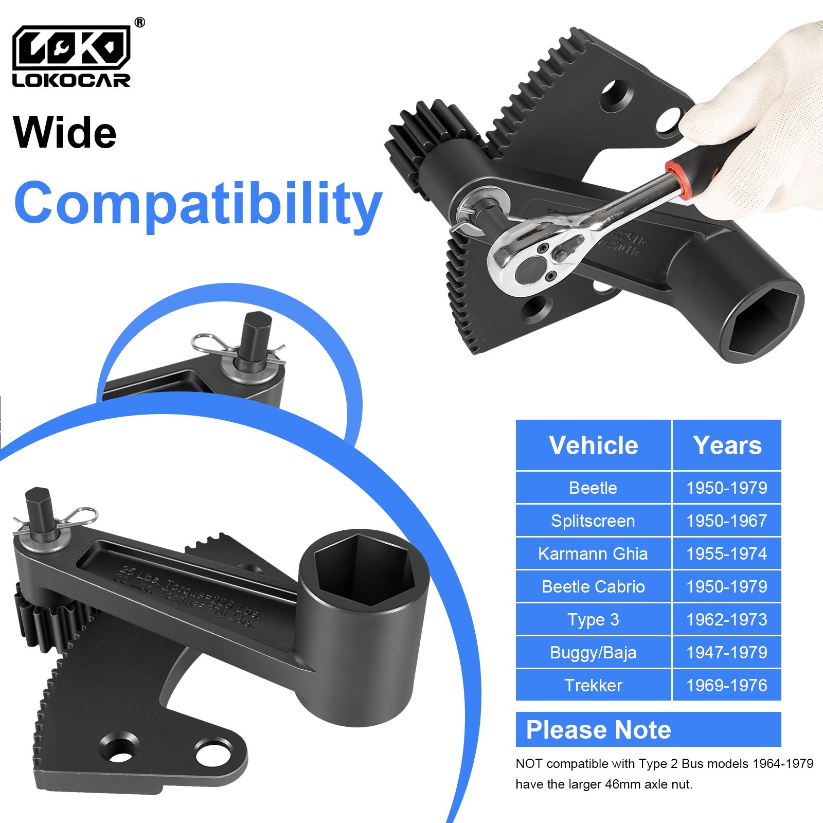 Torque Multiplier Leverage Tool 000133 for Vw 36mm Axle Nut & Flywheel Gland Nut