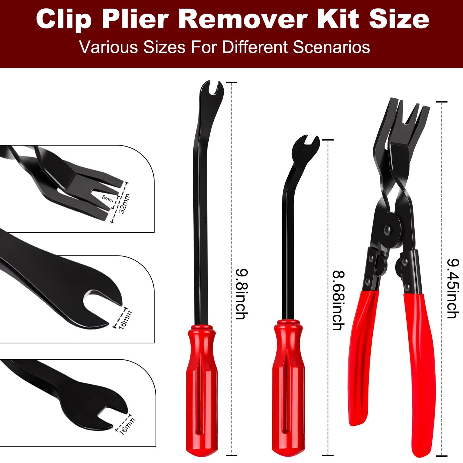 8 Pcs Auto Trim Removal Tool Kit – Non-Scratch Pry Tools & Fastener Pliers for C