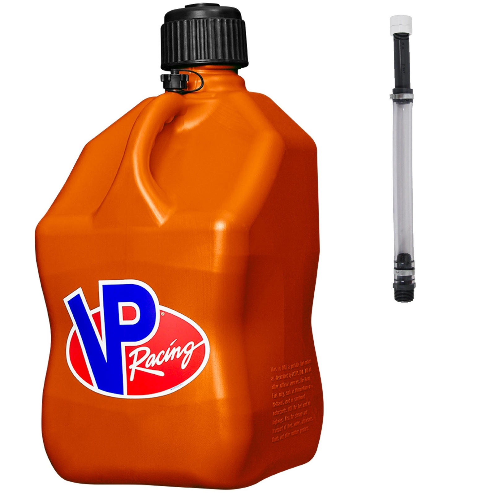 VP Racing Square Fuel Jug 5 Gallon Orange – With Filler Hose