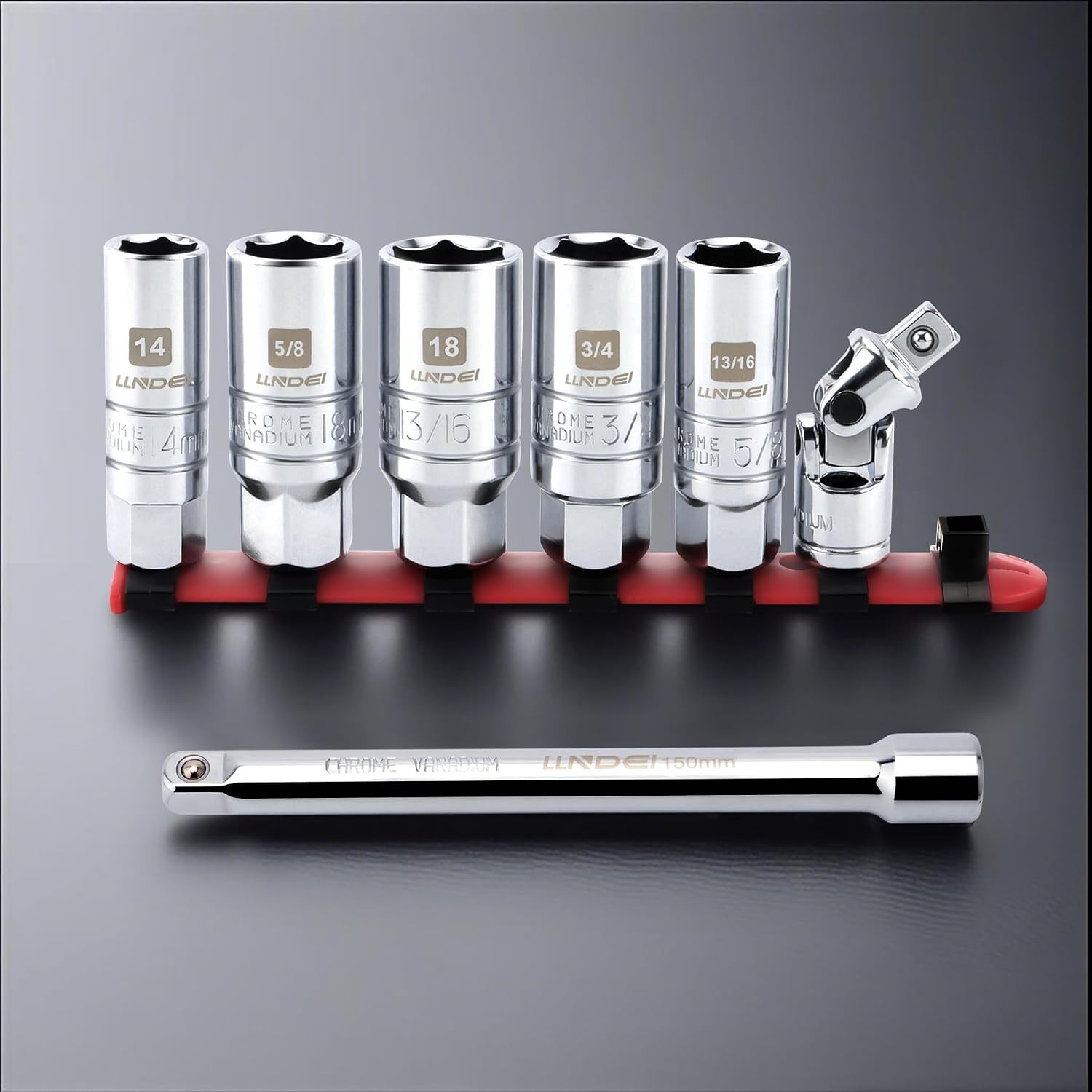 3/8 Inch Drive Spark Plug Socket Set SAE & Metric, High Visibility 6 Point So…