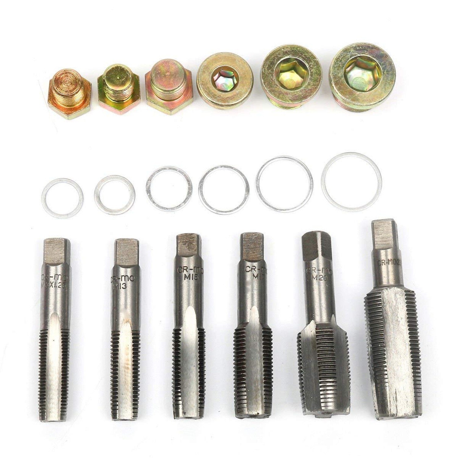 114pc Oil Pan Drain Sump Plug Key Thread Repair Tool Kit Set Drain Plug