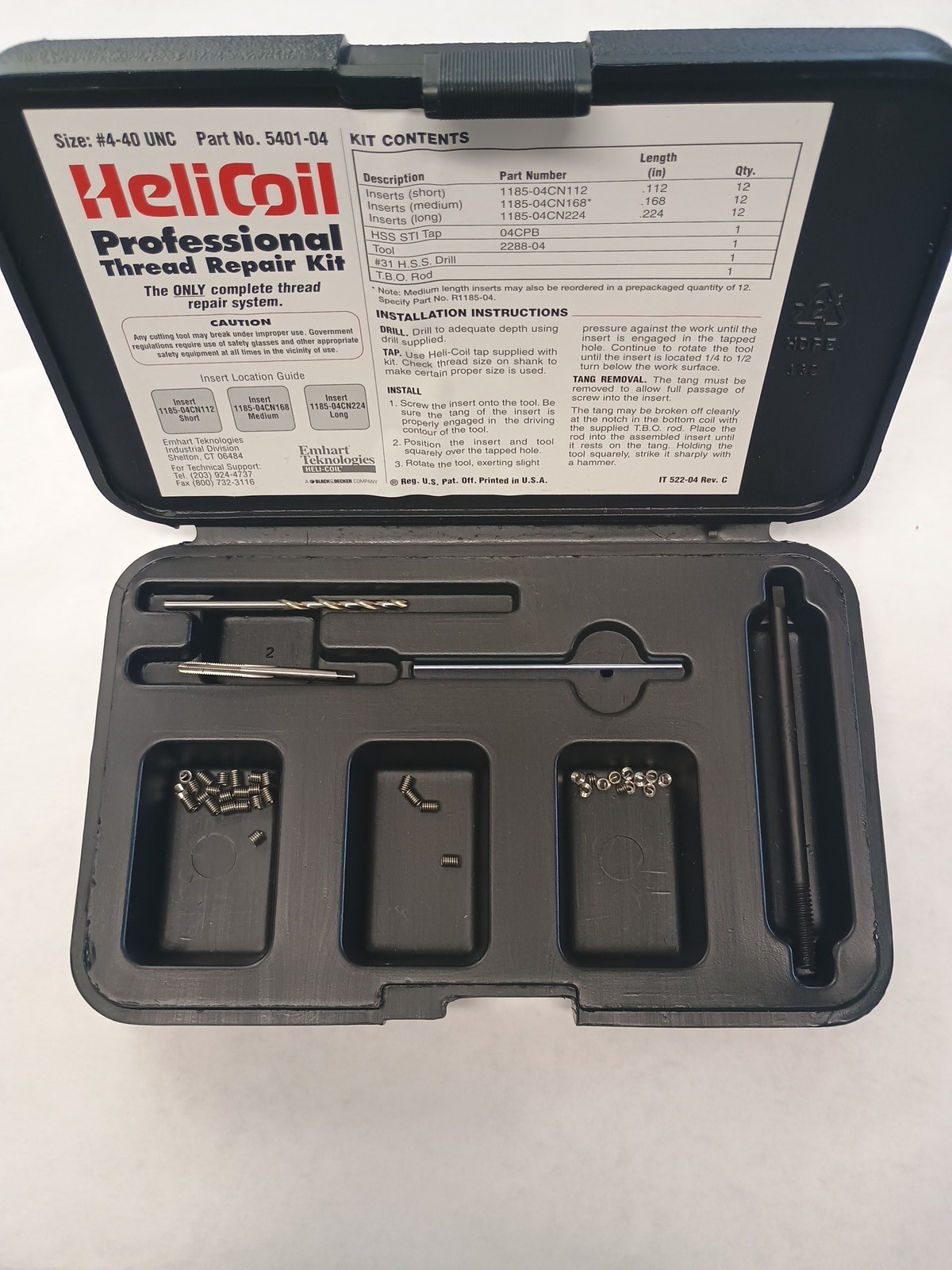 Helicoil Set 5401-04 4-40 Missing some heli-coils see pictures