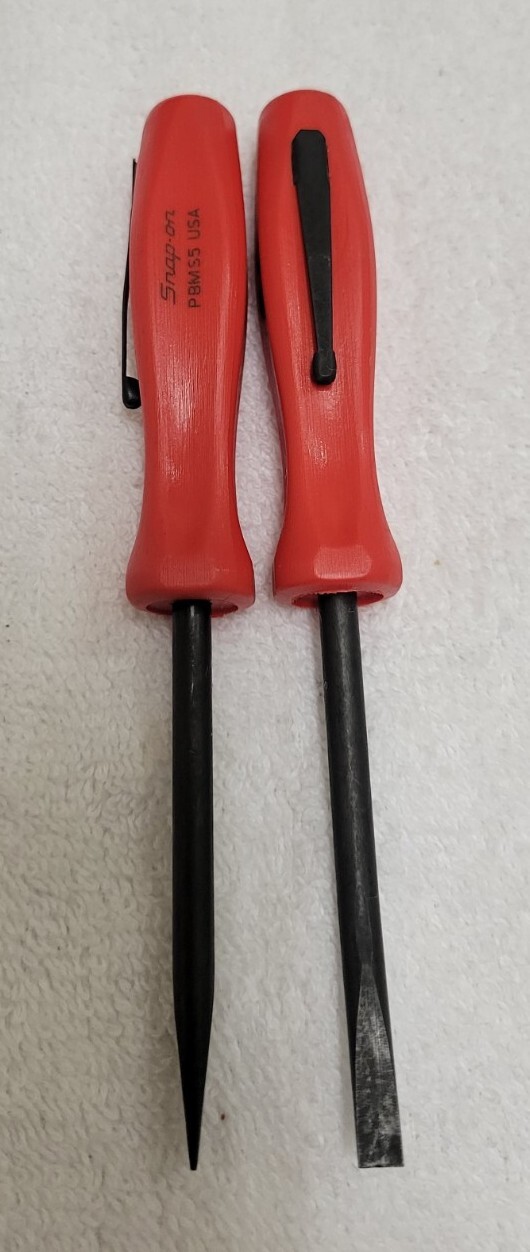 Snap-on Tools PBMB5 PBMS5 Red 5″ Angle & Straight Mini Pocket Prybar Set «New»