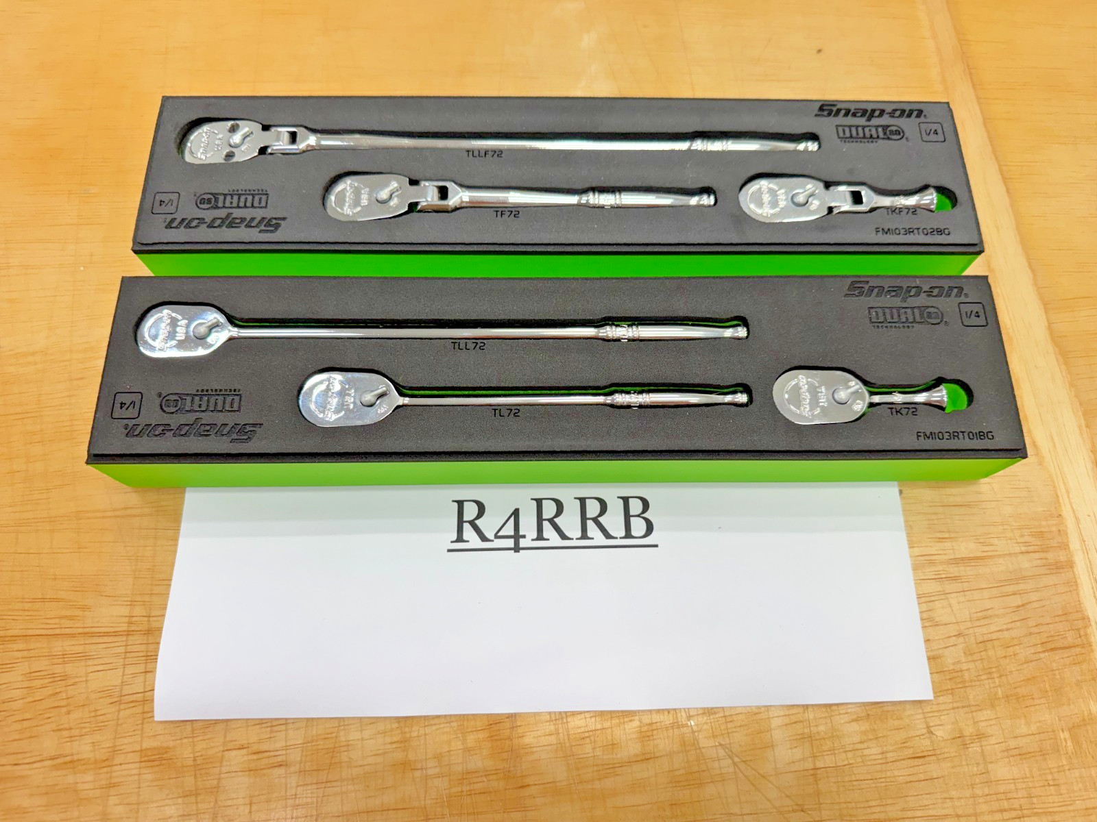 Snap-on Tools USA NEW 6pc 1/4″ Drive Fixed Flex Head Ratchet RARE GREEN FOAM Set