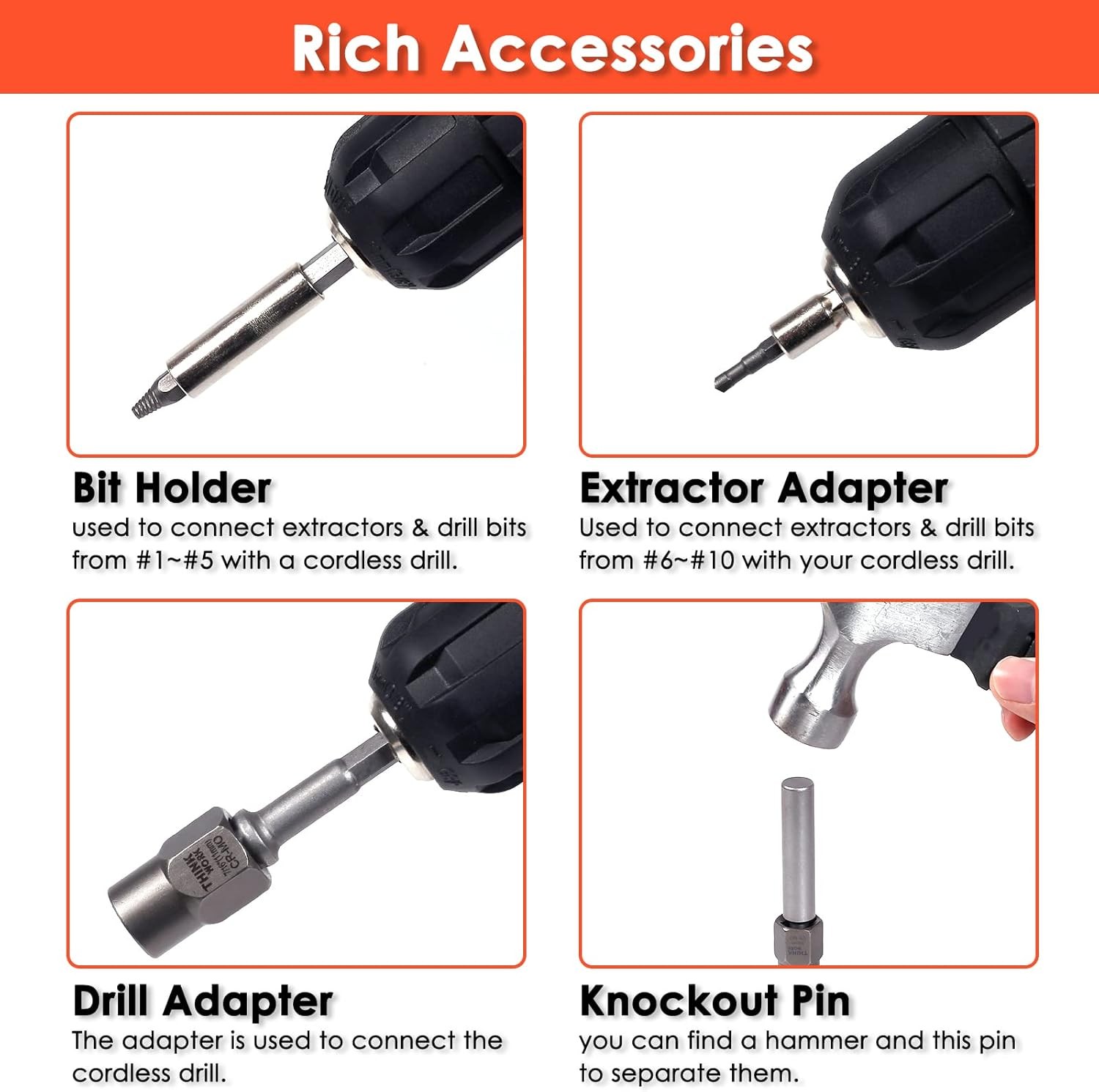 THINKWORK Damaged Screw Extractor Set, 2-21mm, 39-Piece Broken Bolt One Size