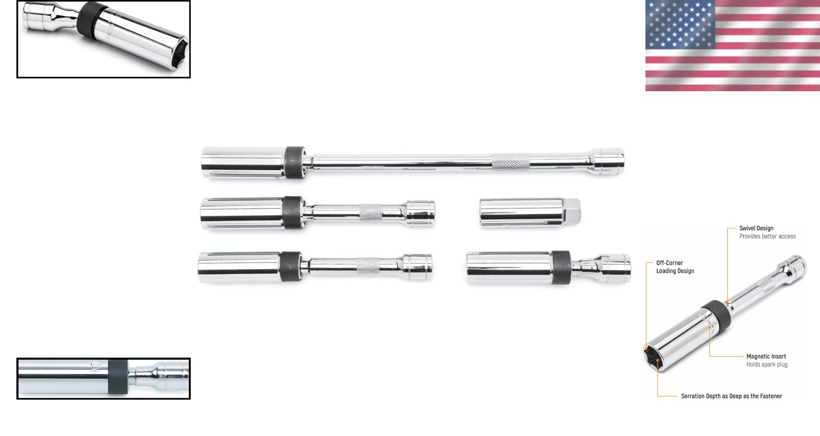 Spark Plug Socket Set with Magnetic Swivel