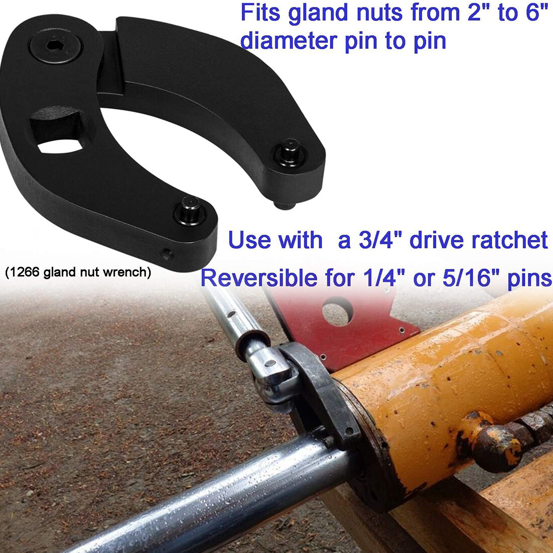 1266+7463 Universal Adjustable Gland Nut Wrench Spanner For Hydraulic Cylinders