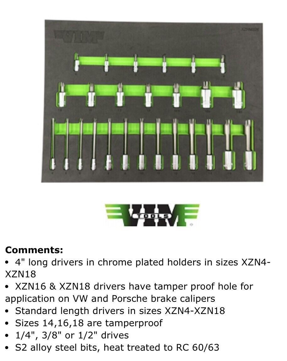 Vim TOOLS XZNMS26 26 Piece Master XZN Triple Square Socket Set NEW
