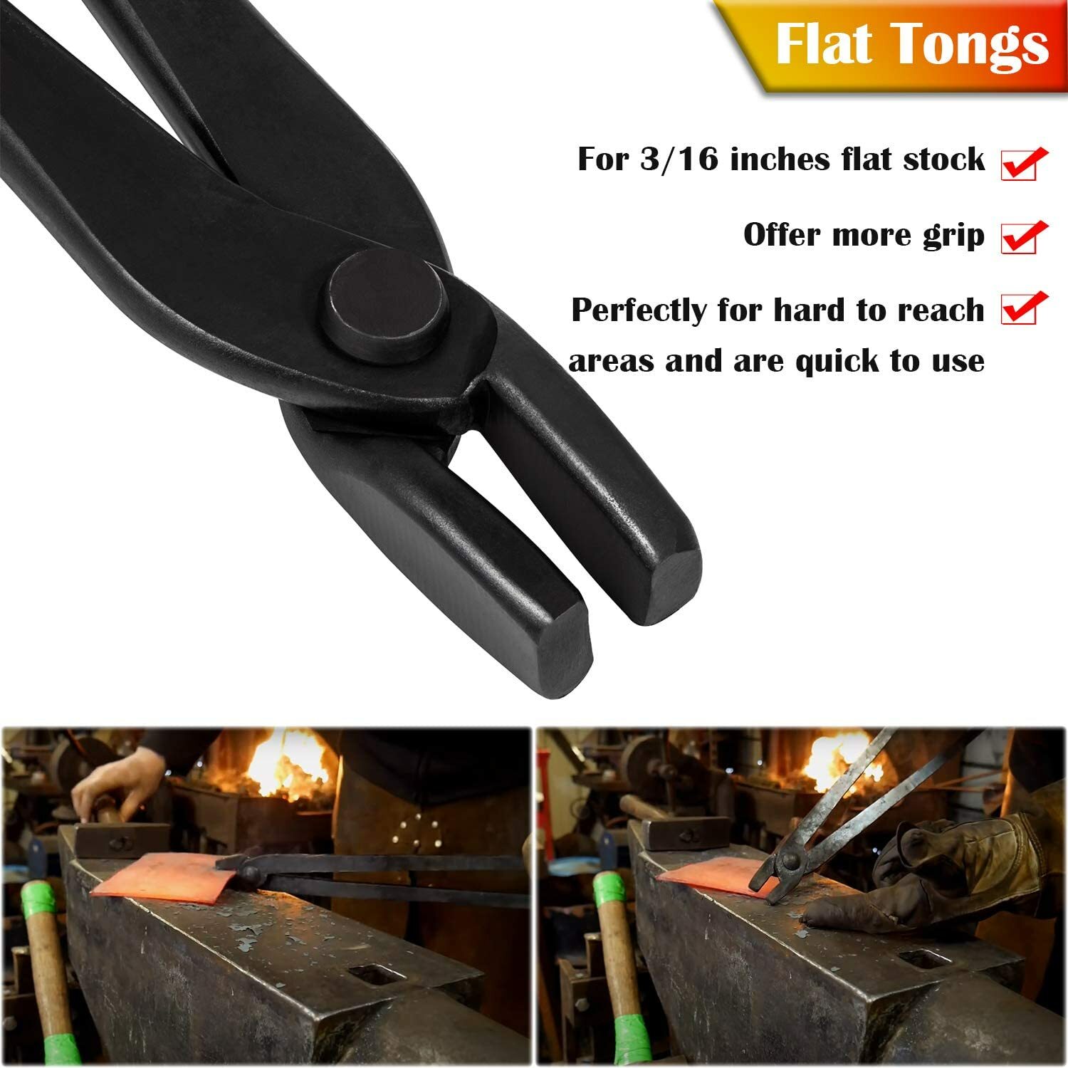 Knife Making Tongs Blacksmith Bladesmith Tool Anvil Vise Forge Flat Blade Tongs