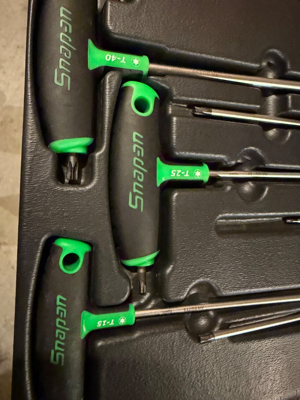 Snap-on 8 Piece Green Soft Grip T-Handle L-Shaped Torx Set T10-T45 AWSGT800A