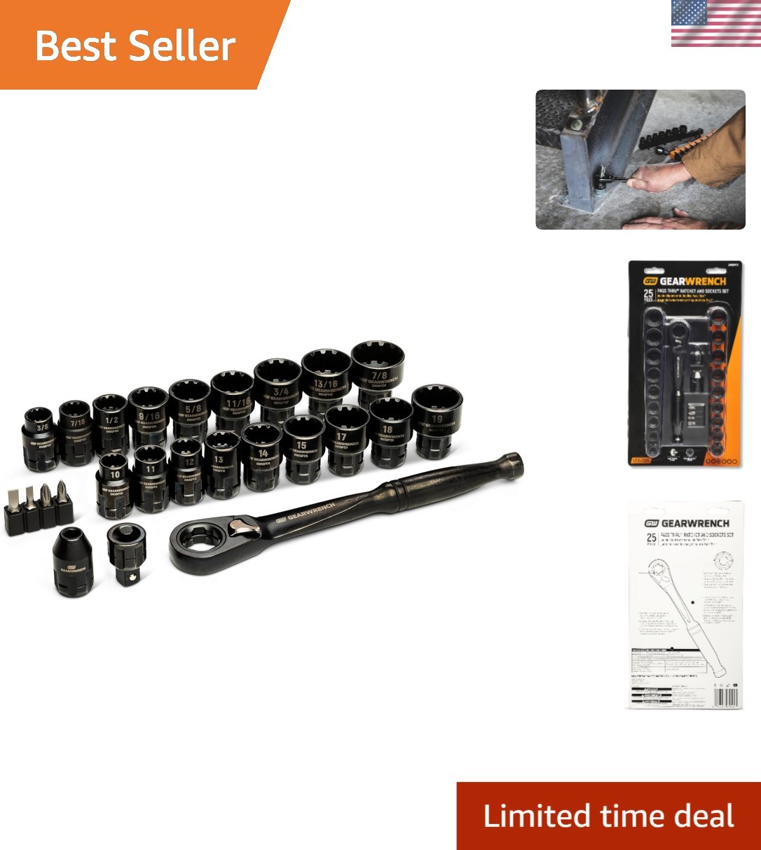 Complete 3/8″ Drive Ratchet and Socket Set – 25 Essential Tools for Mechanics
