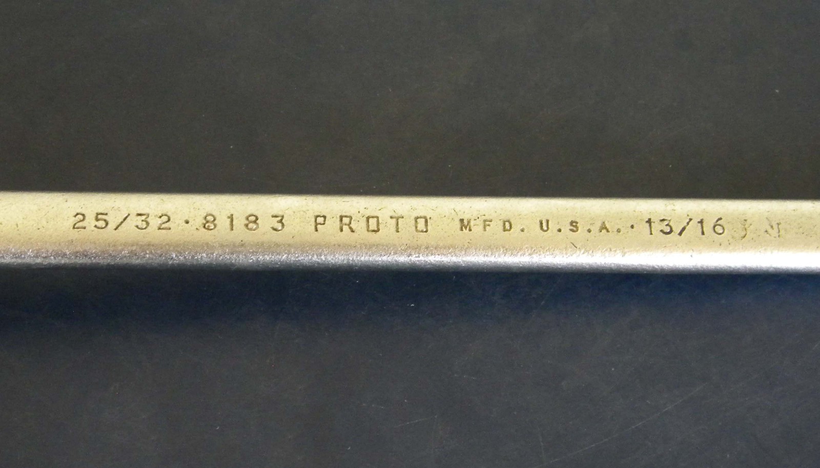 Vtg PROTO Mfg. 8183 12 PT Deep Offset Box End Wrench SAE 25/32″ x 13/16″, USA