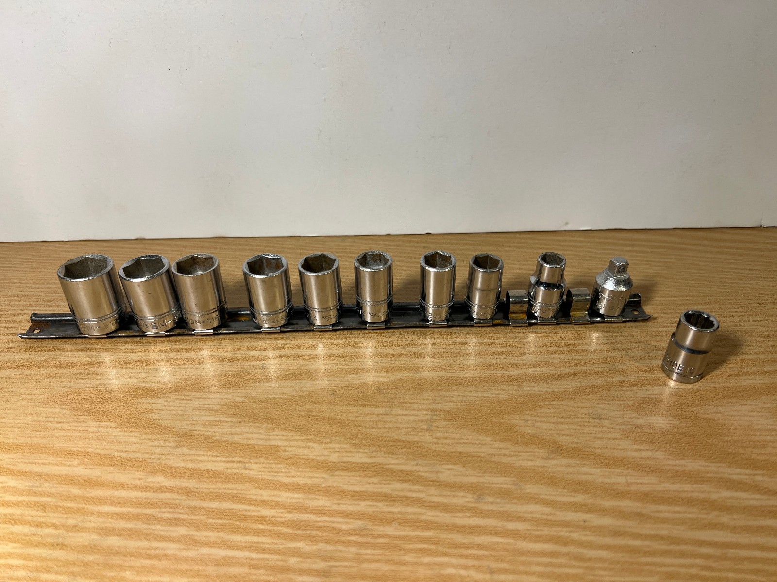Vintage 1970 Vulcan Williams BM Metric Shallow Socket 10pc Set 3/8 Drive USA 6pt
