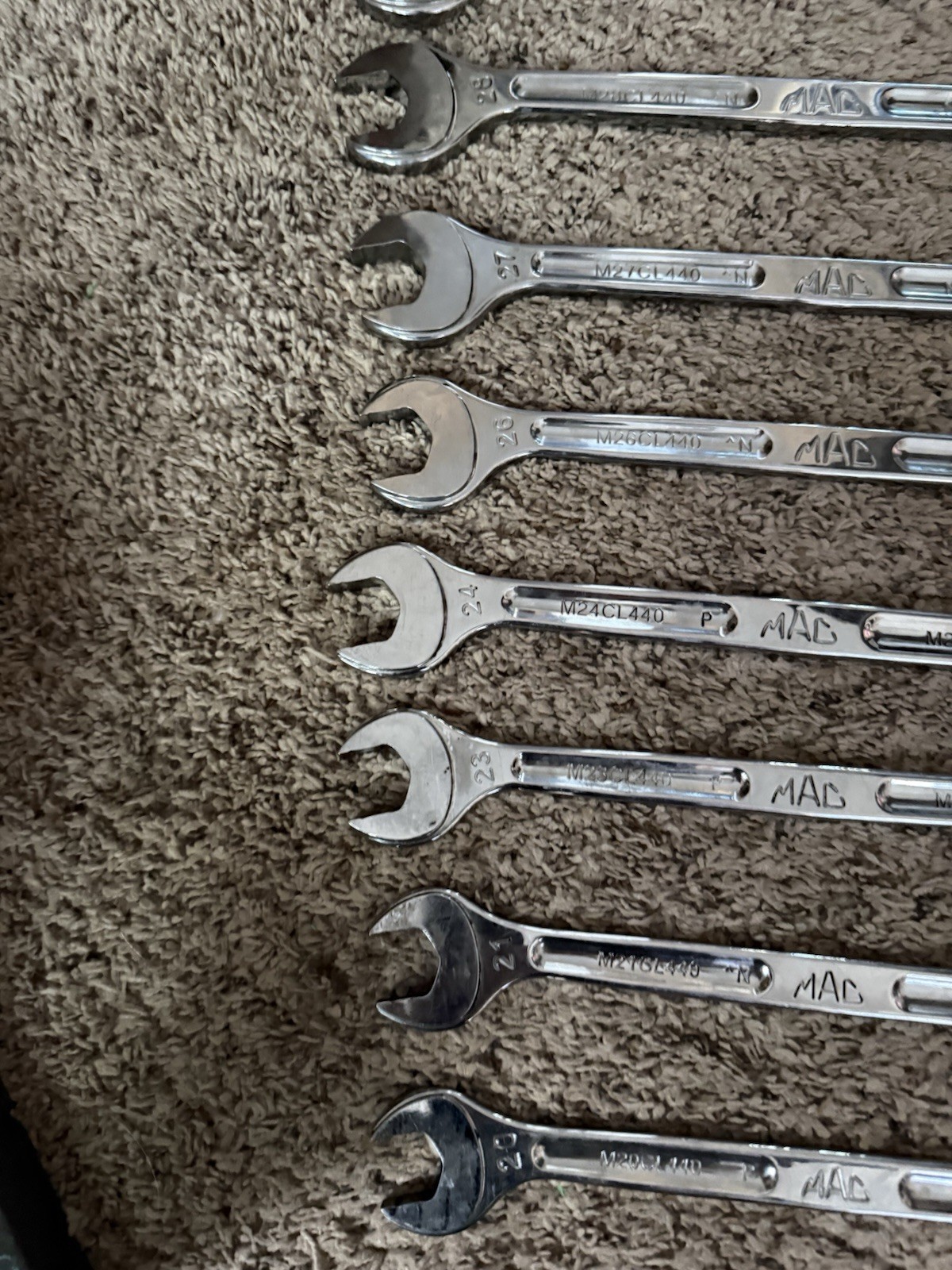 (9) Mac Precision Torque Metric Combo Wrenches 32,30,28,27,26,24,23,20,21 &20 MM