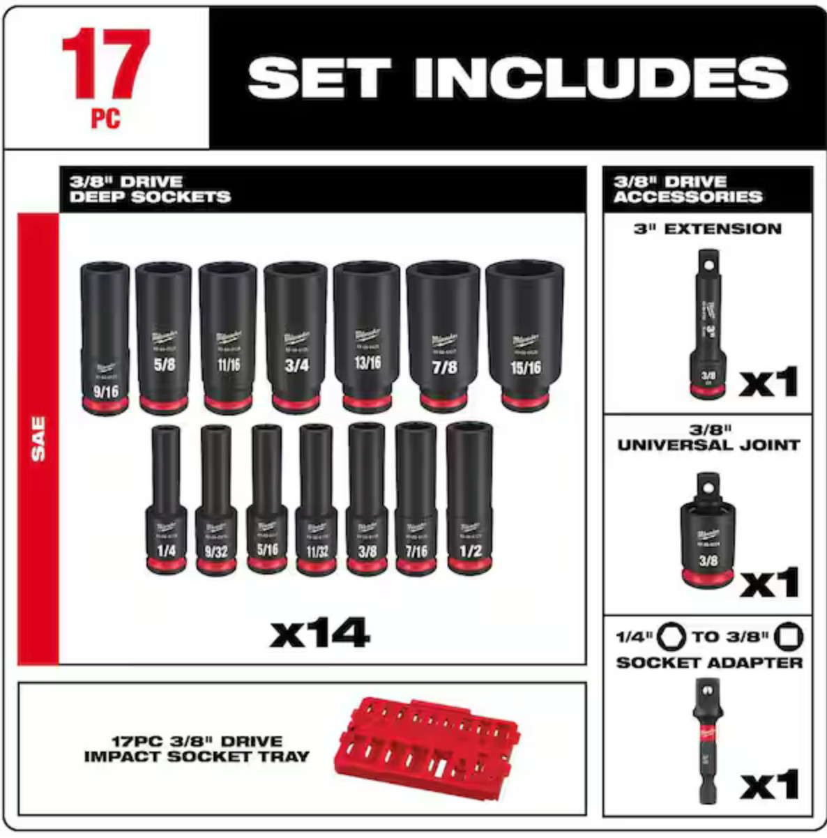 Milwaukee SHOCKWAVE Impact-Duty 3/8 in. Drive Metric and SAE socket set