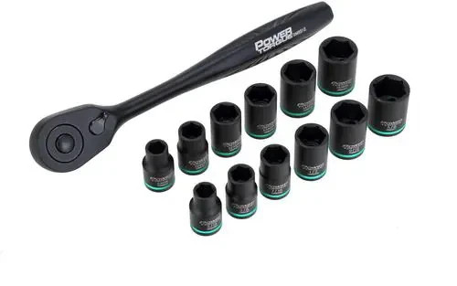 Power Torque 13 Piece 3/8 Inch Drive 6 Point SAE, Metric Socket Set – PT60010