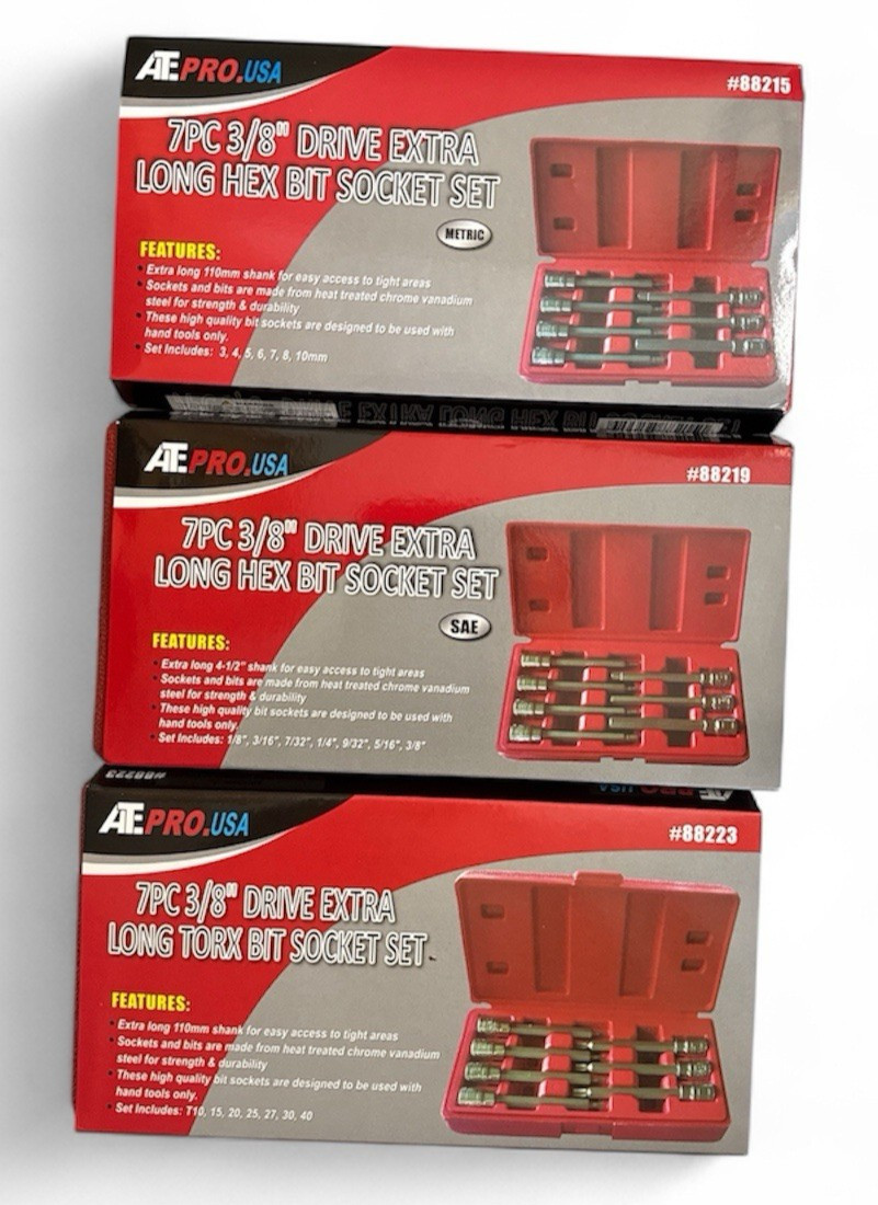 ATE Pro 21pc 3/8″ Drive Extra Long Hex Bit Socket Set Standard, Metric, & Torx