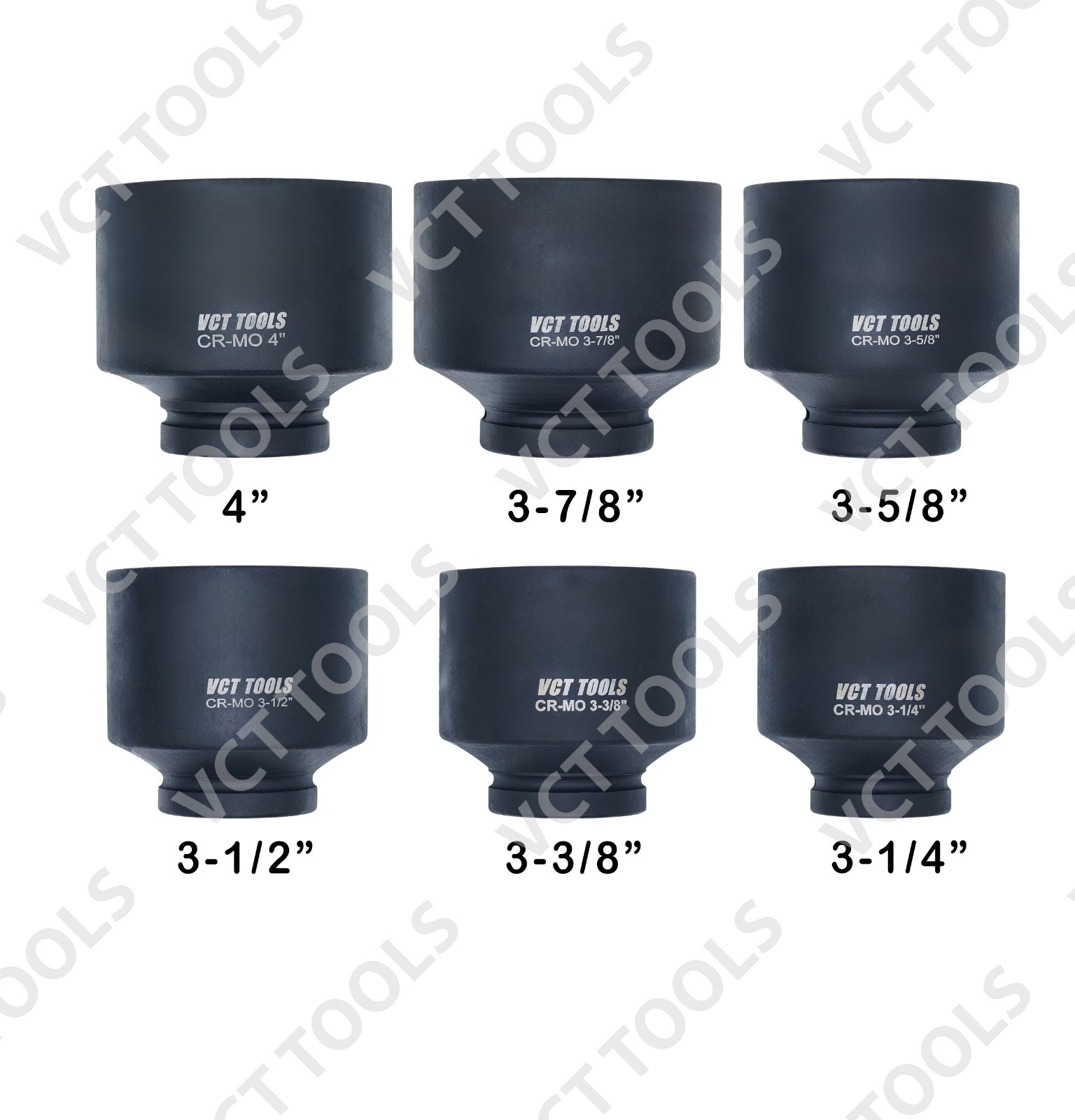 6pc 1″ Drive Jumbo Large Impact Socket Set CR-MO SAE Standard 6-point 3-1/4 – 4″