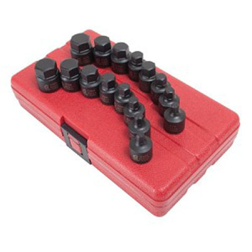 Sunex 3646 3/8″ Dr. 16 Pc. SAE & Metric Stubby Hex Impact Driver Set