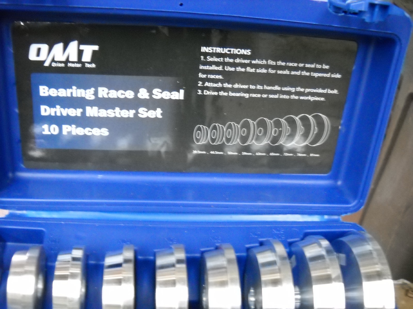 10pc Bearing Race and Seal Driver Set with Adapters for Bearing Installation