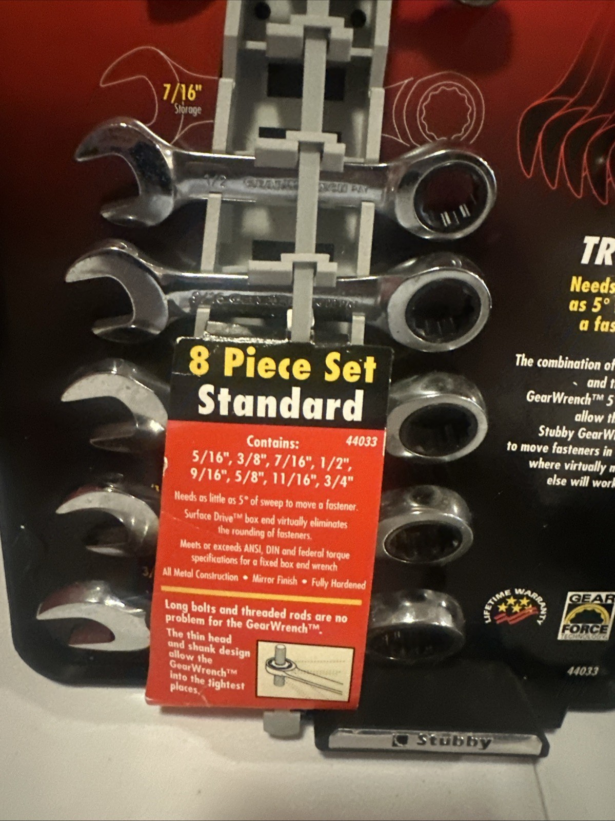 GearWrench 44033 Piece SAE Stubby Combination Ratcheting Wrench Set