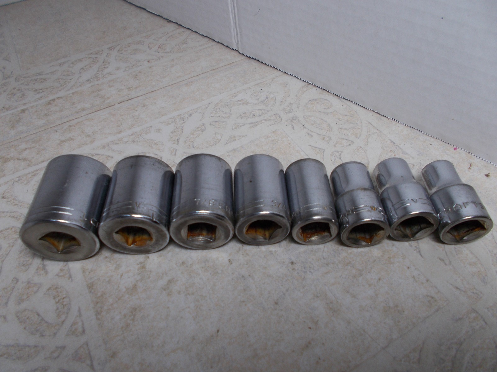 VTG. Craftsman USA 1/2″ Drive 12 Point Socket Set 8pc SAE 1″ to 7/16″ USA (J-1)