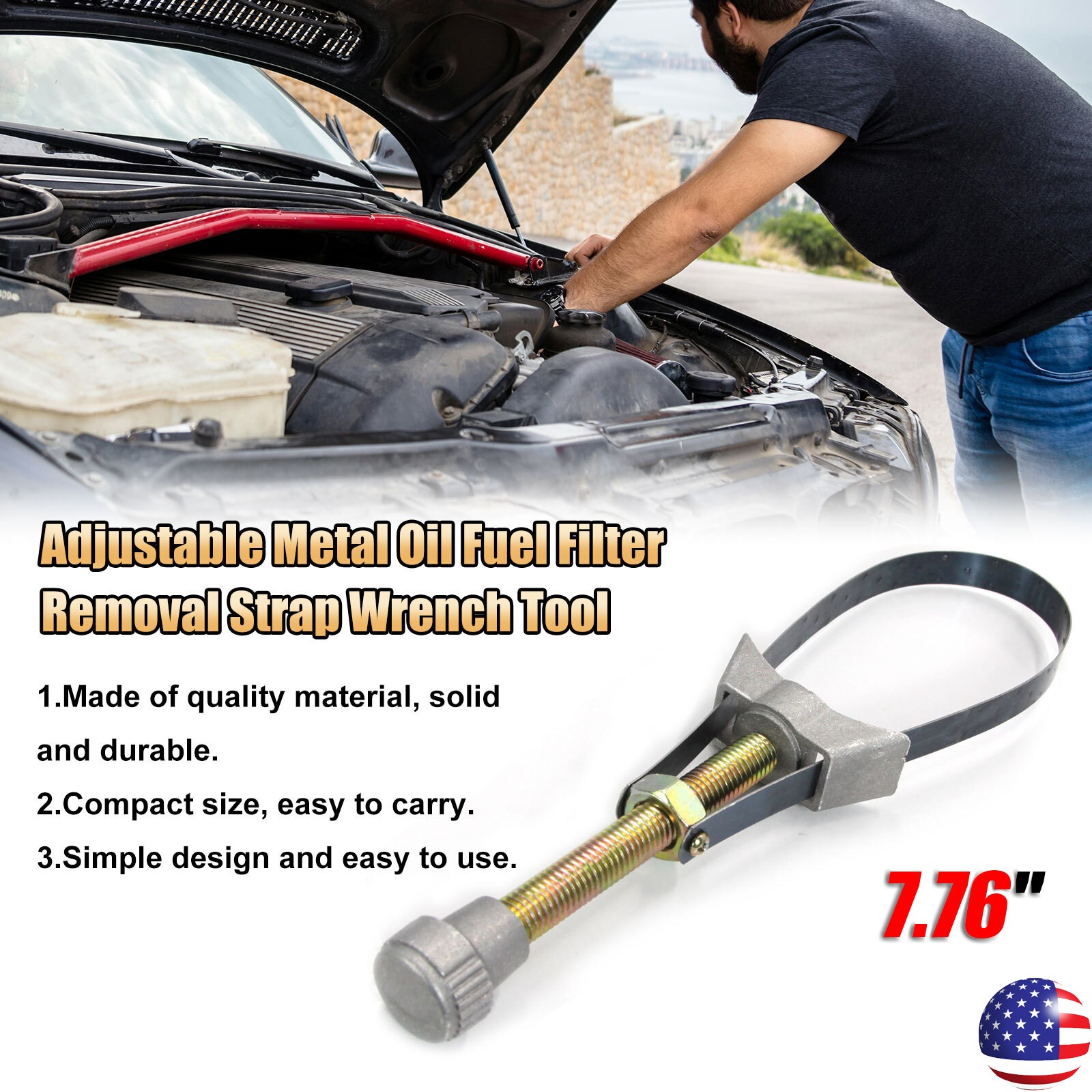Oil Filter Removal Tool Strap Wrench Diameter Adjustable 60mm To 120mm Car Auto