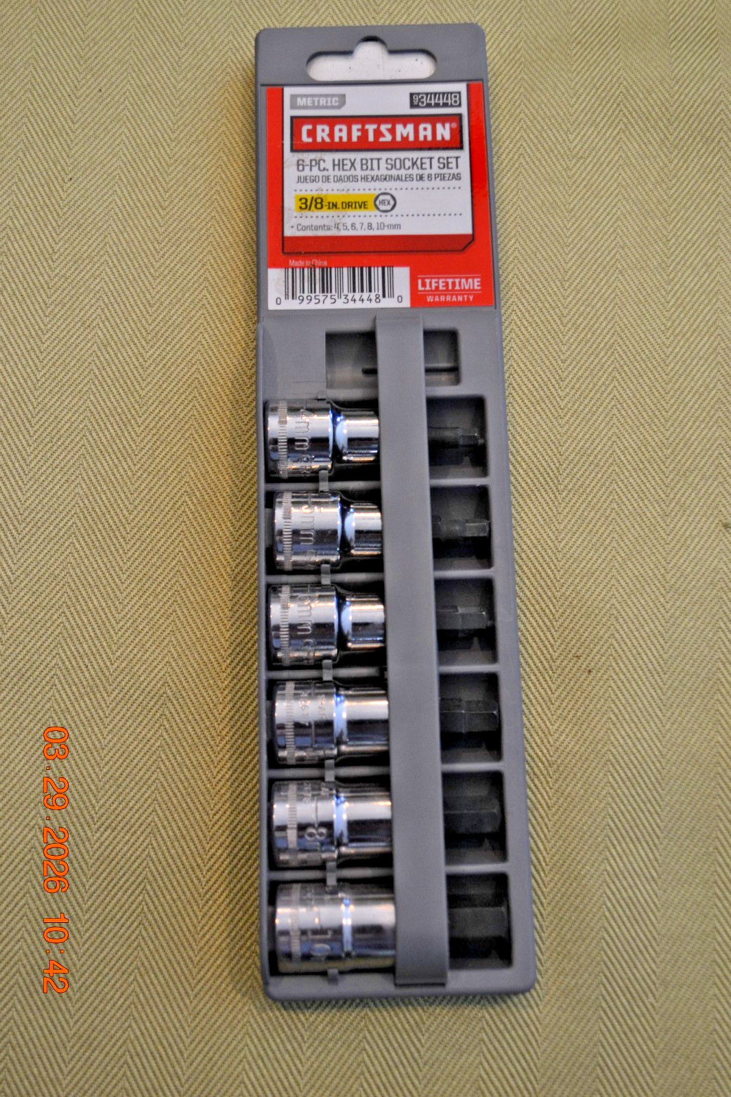 NOS SEARS Craftsman 34448 METRIC 3/8 Drive HEX Bit 6pc Socket Set