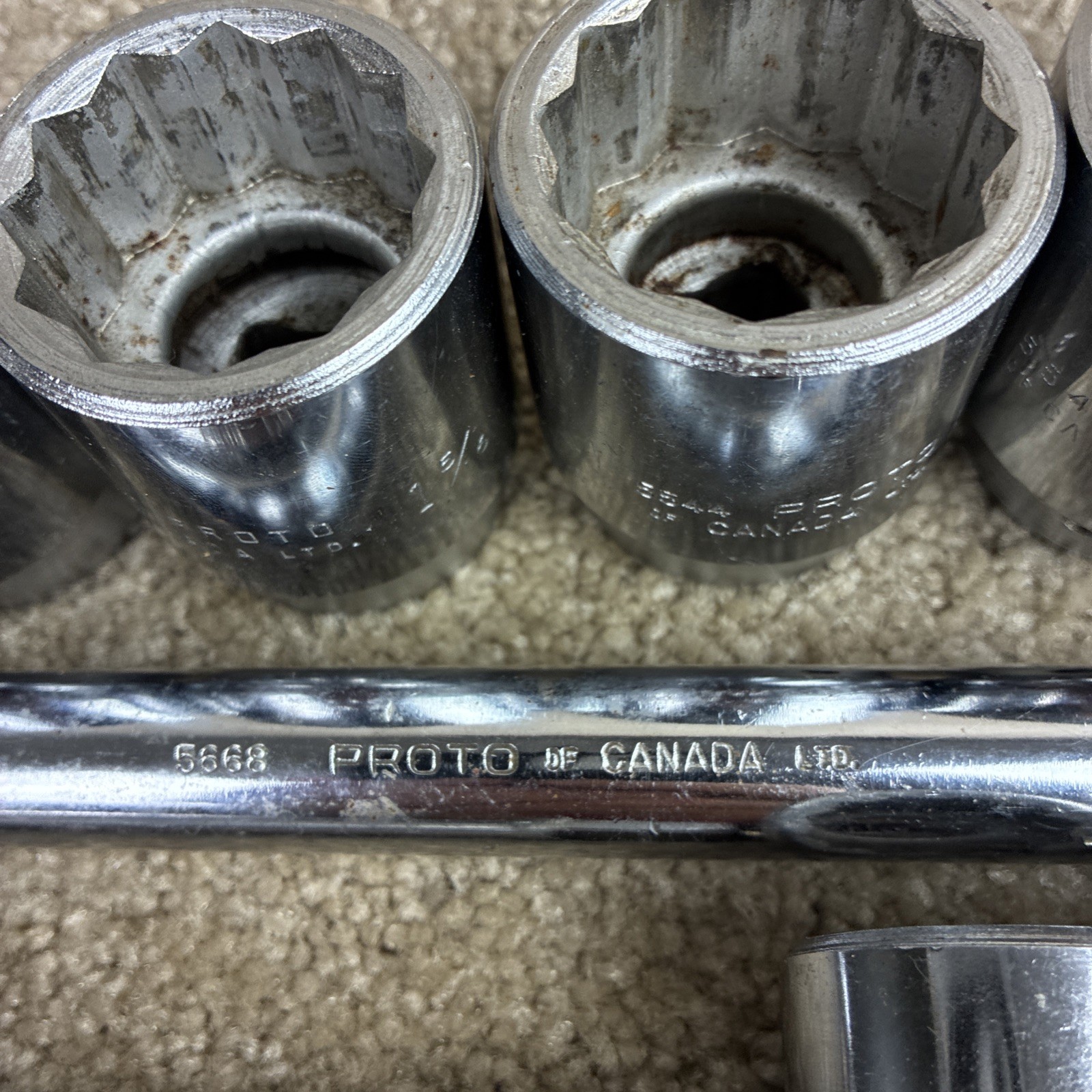 PROTO 3/4 Drive Flex Head Breaker Bar ,11 Sockets ,Craftsman Extension SAE