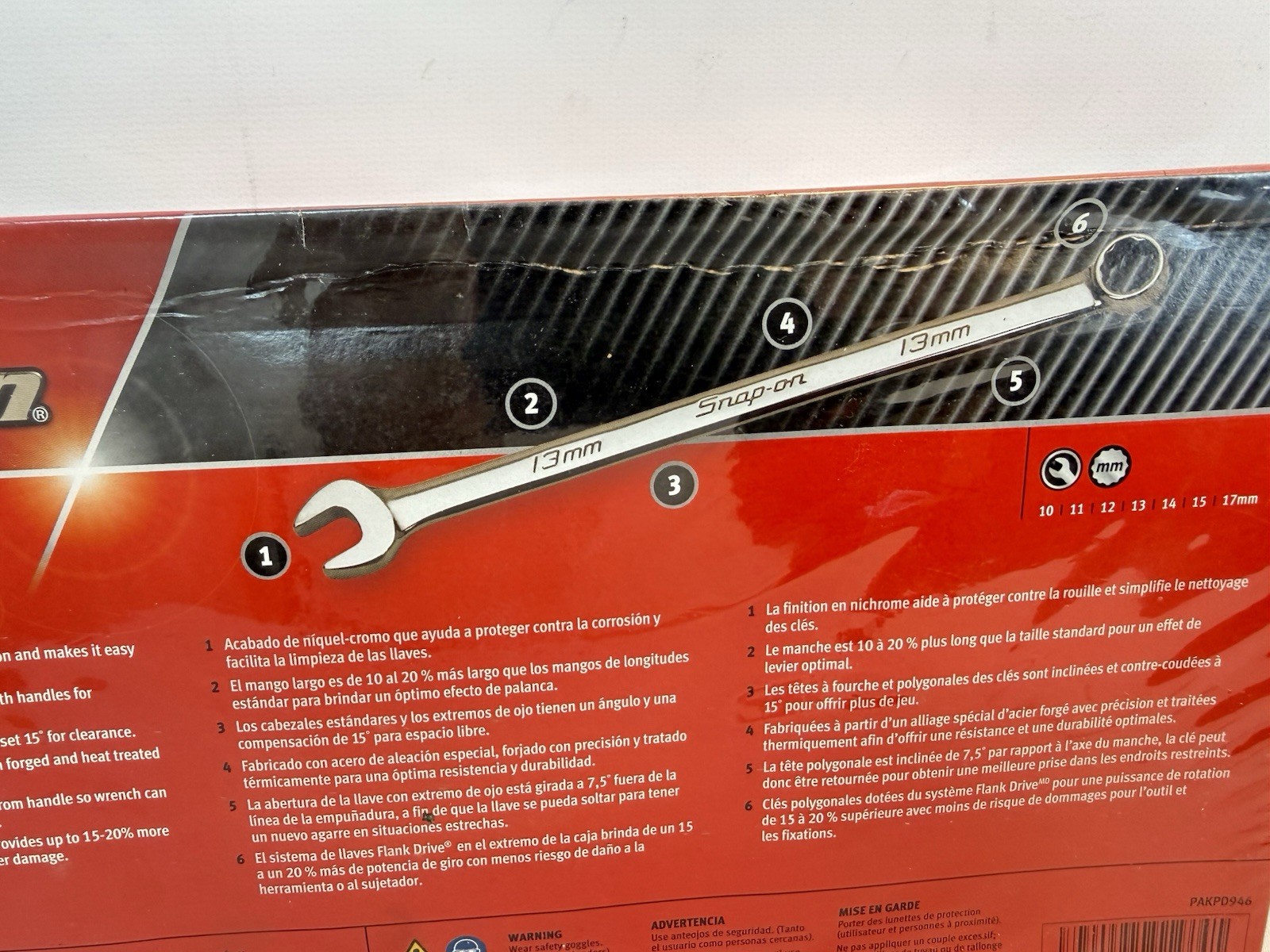 NEW Snap On OEXLM707B 7pc 10-17mm Metric Long Length Combo Wrench Set USA