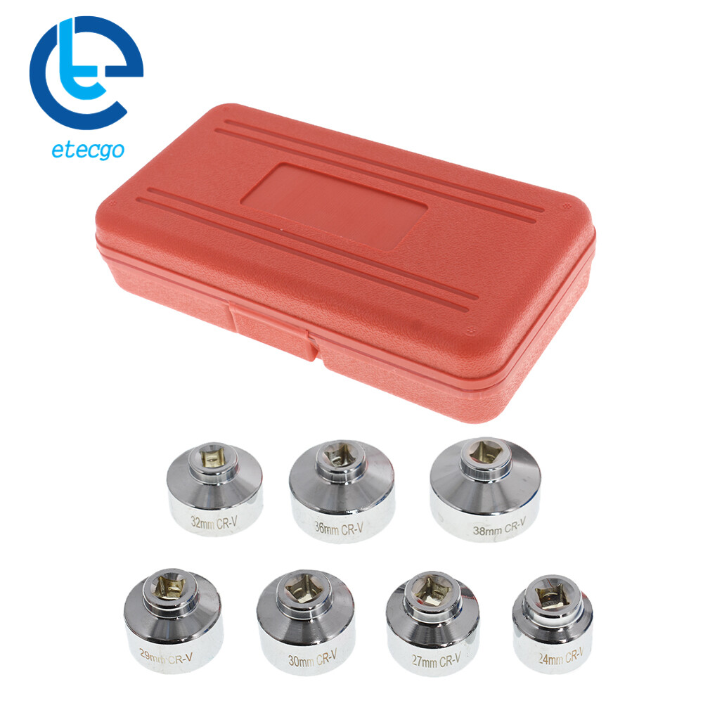 7Pcs Socket Set Tool Kit w/ Box Paper Cartridge Housing Oil Filter Cap Wrench