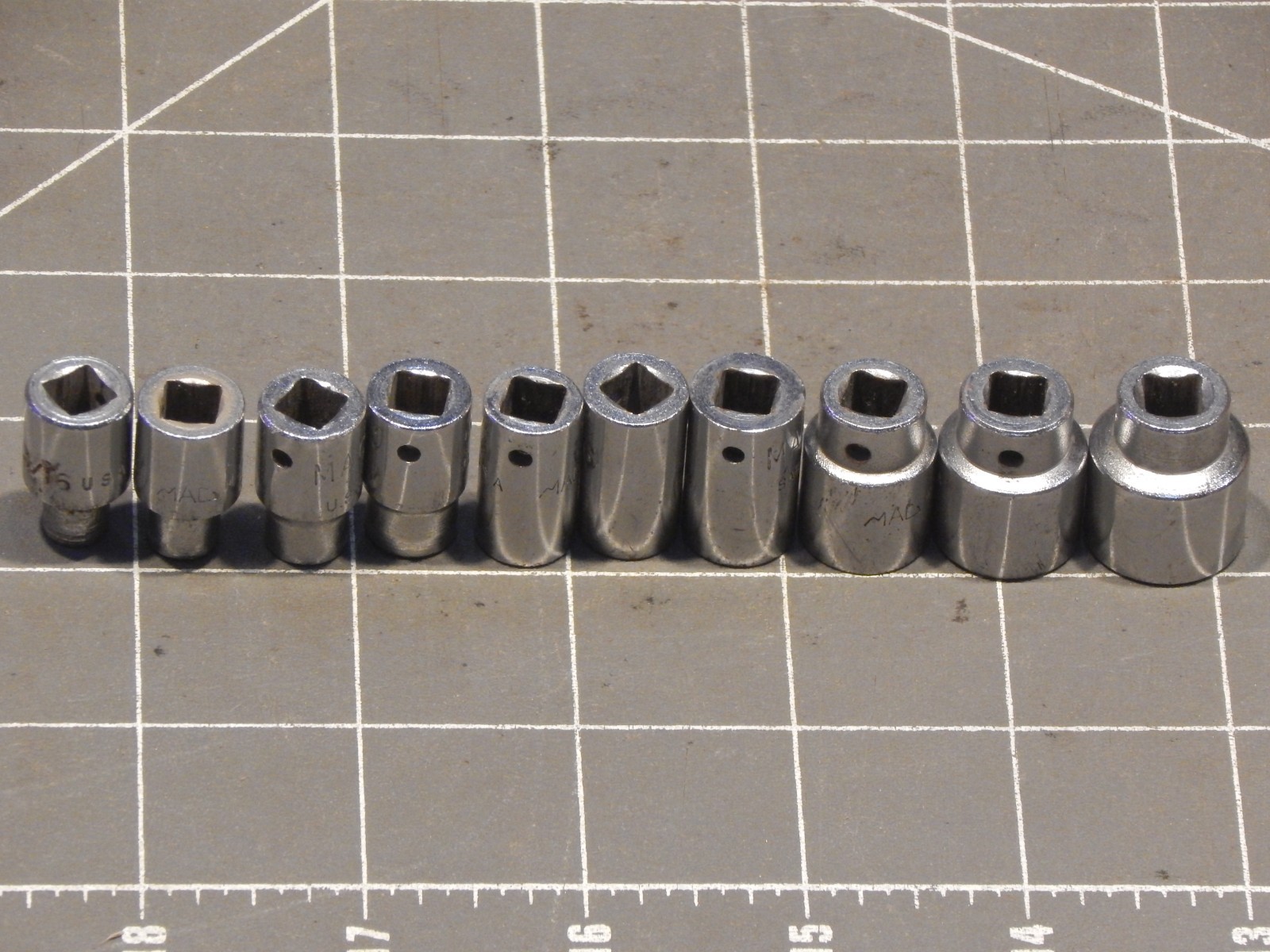 Vintage Mac 10Pc 1/4″ Drive SAE Shallow Socket Set 3/16″ 9/16″ 6Pt Dr M M66