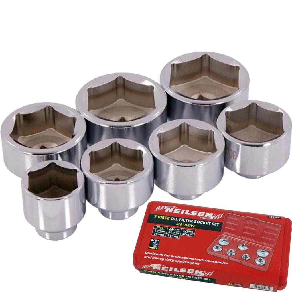Neilsen 6pc Cap Type Oil Filter Wrench Set Automotive Removal Socket Tool Kit