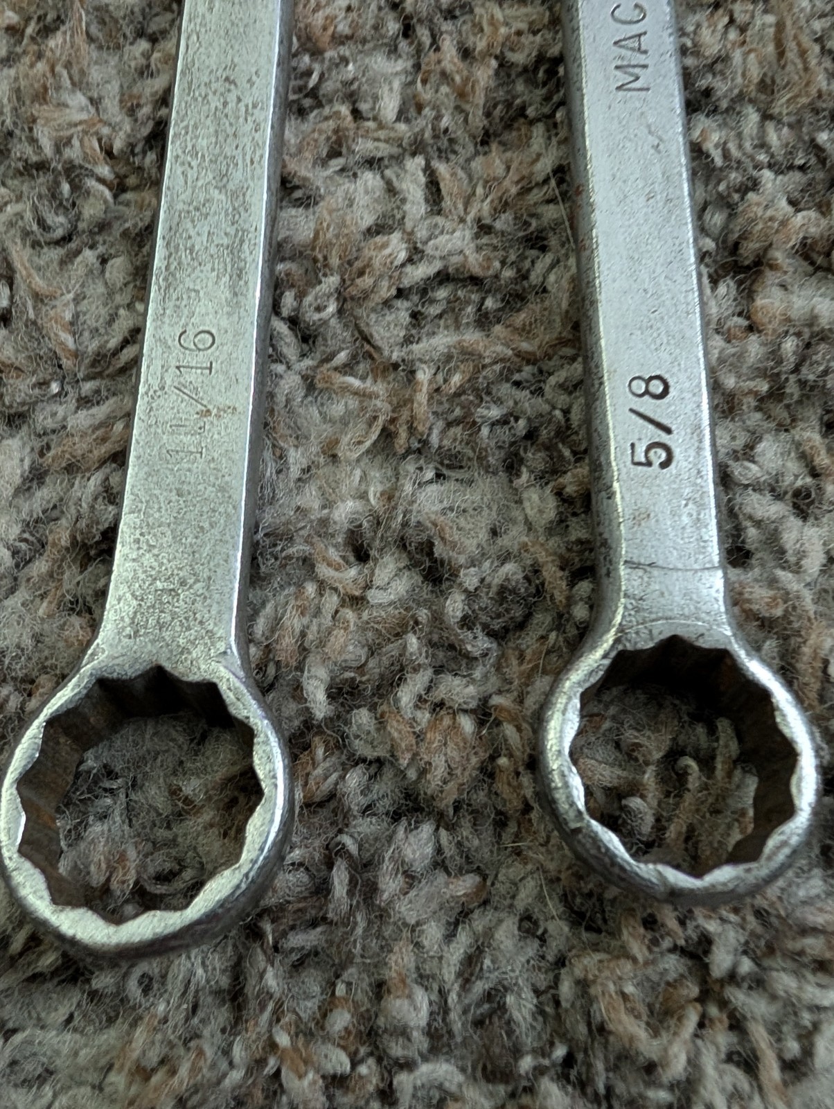 Vintage MAC Tools Combination Wrench Lot C8 C7 C6 C3 11/16 5/8 9/16 3/8 USA